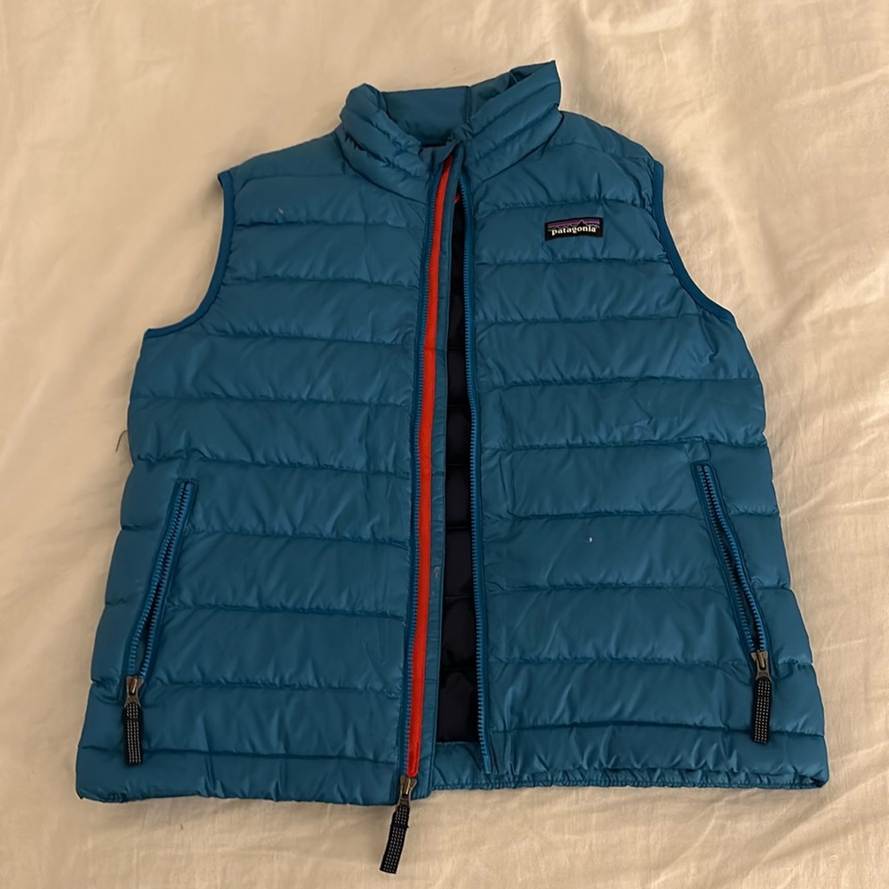 patagonia youth blue puffer vest size 10 (youth M)